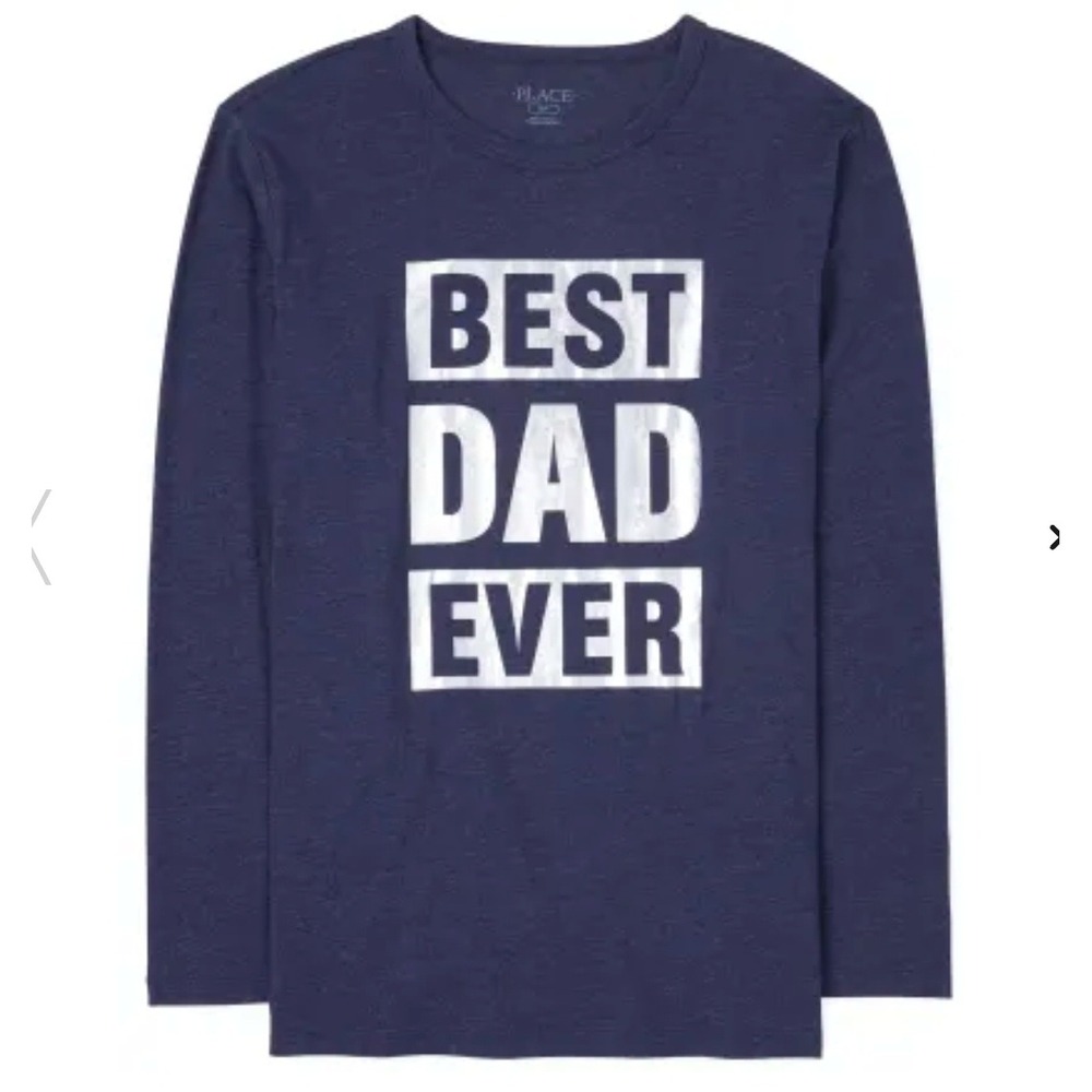 TCP Mens XL Best Dad Ever Long Sleeve Father T-Shirt Navy Blue